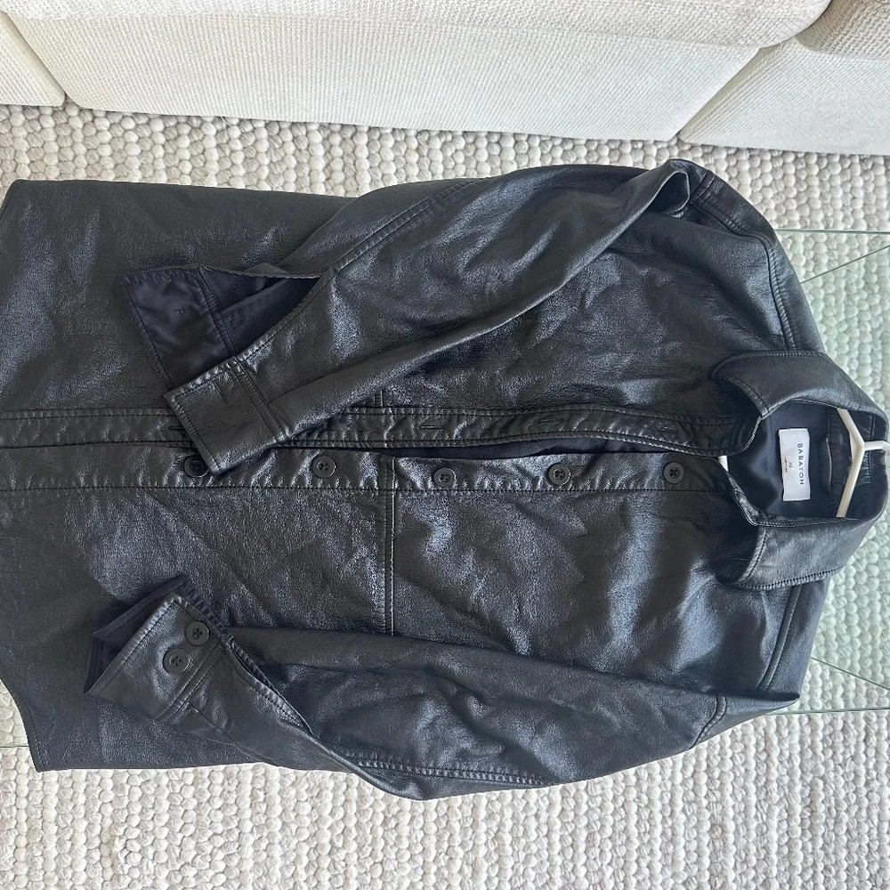Aritzia Leather Pelli Babaton Shacket in Black - Picture 1 of 6